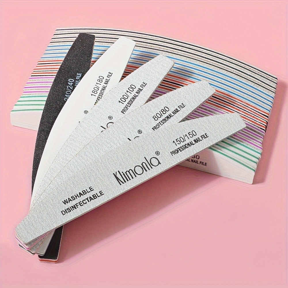 Nail File Set Professional Half Moon Rolled Sanding Strips 5 & 10 Pcs – Gray Sanding Bands for Shaping Buffing Smoothing Natural Acrylic Gel