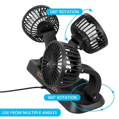 USB 3-Head Desk Fan Quiet Operation Adjustable Speed Powerful Efficient Cooling for Home for Home, Office and Desktop Air Circulation