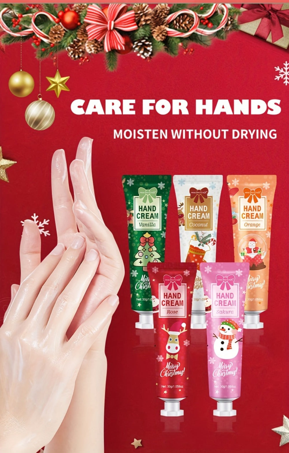 Bulk Gift Set 120 Pieces Lip Balm & Hand Cream with Red Velvet Bags & Holiday Cards – Moisturizing Party Favors for Colleagues