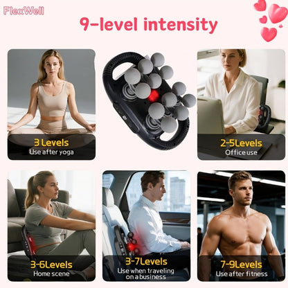 Massage Gun 12 Heads Deep Tissue Percussion Massager Set for Back Neck Shoulders Legs Foot Pain Quiet Handheld Electric Body Massager