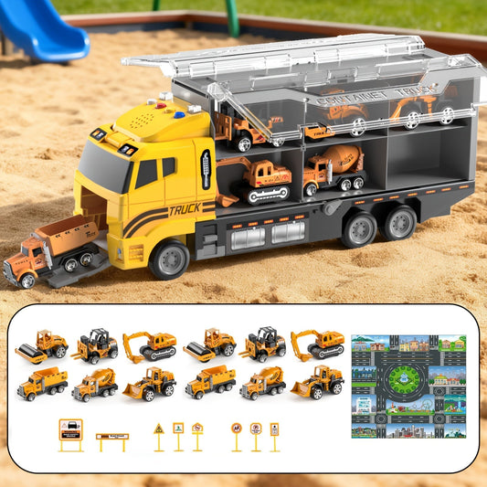 13-in-1 Construction Truck Vehicle Toy Set with Die-Cast Metal Cars & Play Mat with the Listed Color, Size or Set Options for Everyday Use