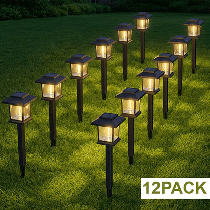 Solar Pathway Lights Outdoor Edison Style LED, Up to 12 Hours, White Solar Garden Lights for Yard