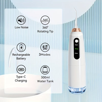 Electric Toothbrush Water Flosser Combo Set – 3 Modes USB Rechargeable Oral Care Kit with 4 Brush Heads & 4 Nozzles
