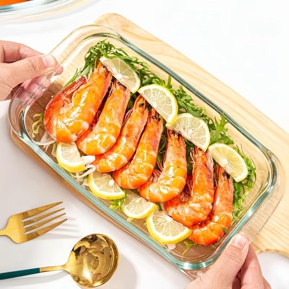 Glass Baking Dish with Lid, 1.9 Qt Rectangular Glass Loaf Pan with Handles, Oven & Airtight Food Storage Container