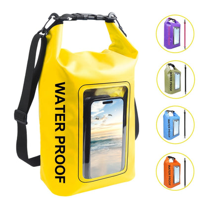 Dry Bag Backpack with Touchscreen Phone Window & Roll Top Closure, Dry Storage Bag for Men Women
