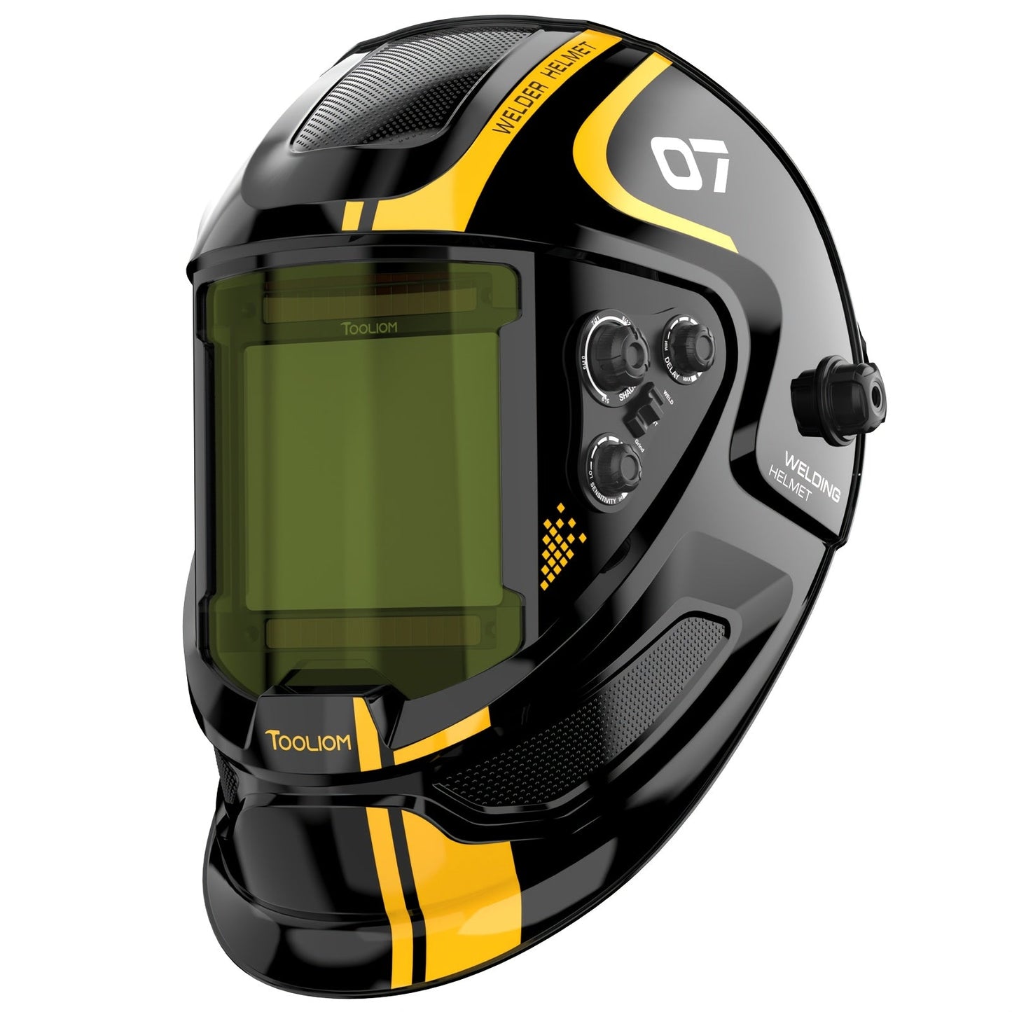 Auto-Darkening Welding Helmet – 3.94" x 3.66" Large View, True Color 1/1/1/1 Optical Clarity, Solar Powered, 4 Arc Sensors