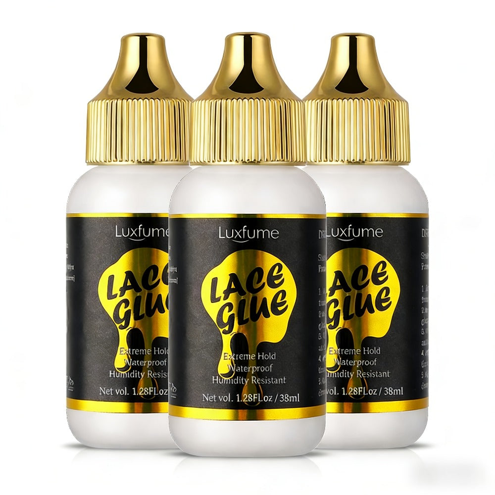 Lace Front Wig Glue Extreme Hold 3-Pack Invisible Clear Drying Liquid Adhesive for HD Lace for Home, Travel and Salon Hair Styling