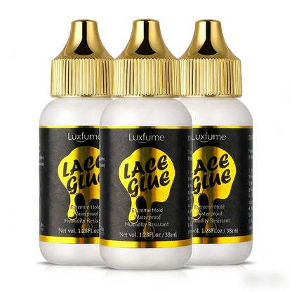 Lace Front Wig Glue Extreme Hold 3-Pack Invisible Clear Drying Liquid Adhesive for HD Lace for Home, Travel and Salon Hair Styling