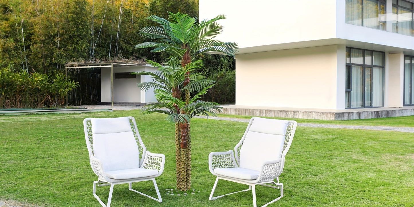 Artificial Palm Tree with Potted Base in 8 or 10 Foot Heights and Layered Golden Cane-Style Trunks