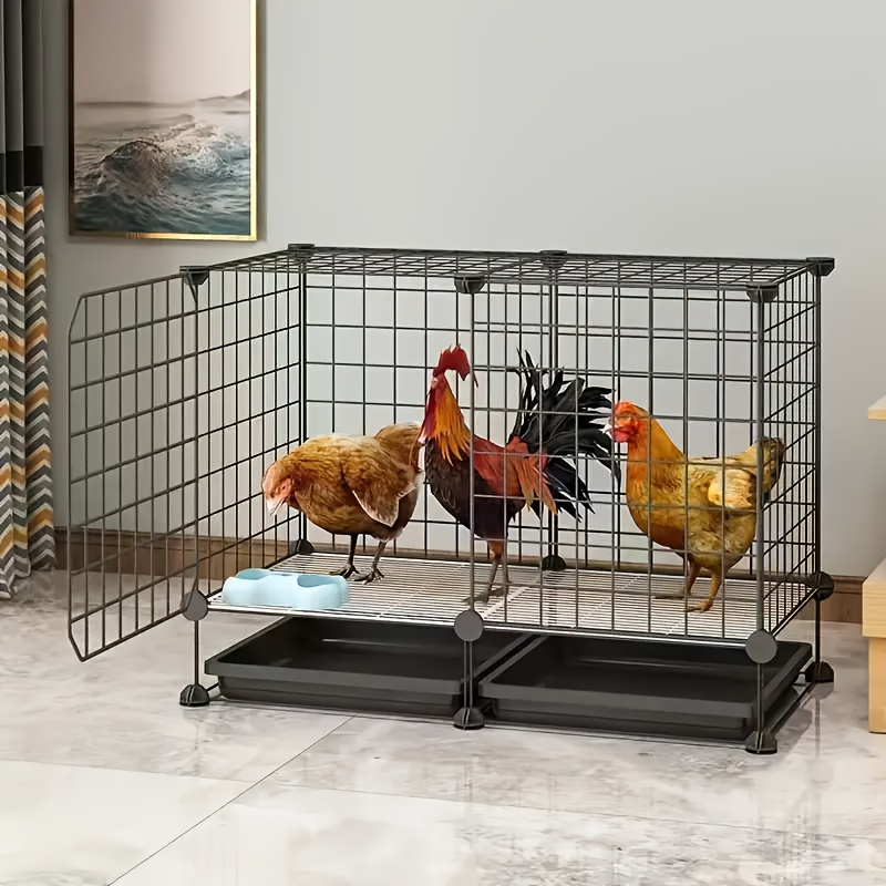Small Animal Playpen & Pet Cage with Removable Tray, Indoor Outdoor Enclosure for Rabbits, Chickens