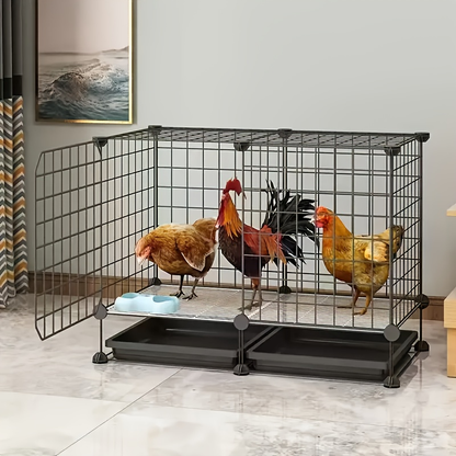 Small Animal Playpen & Pet Cage with Removable Tray, Indoor Outdoor Enclosure for Rabbits, Chickens