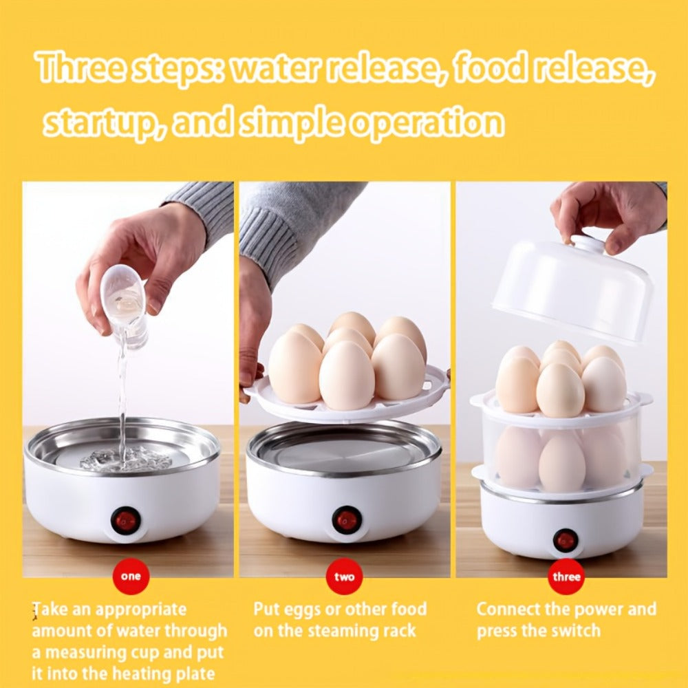 Egg Steamer Stainless Steel Mini Breakfast Machine Single Double Layer Multi-Functional Egg for Entryways, Bedrooms and Living Spaces