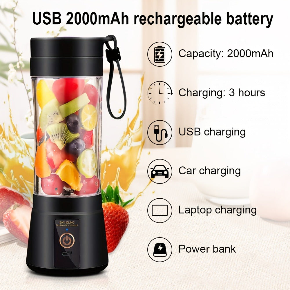 12.85-Ounce Six-Blade Slim Portable Blender Cup with Rechargeable Base and Five Color Options