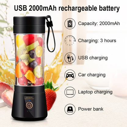 12.85-Ounce Six-Blade Slim Portable Blender Cup with Rechargeable Base and Five Color Options