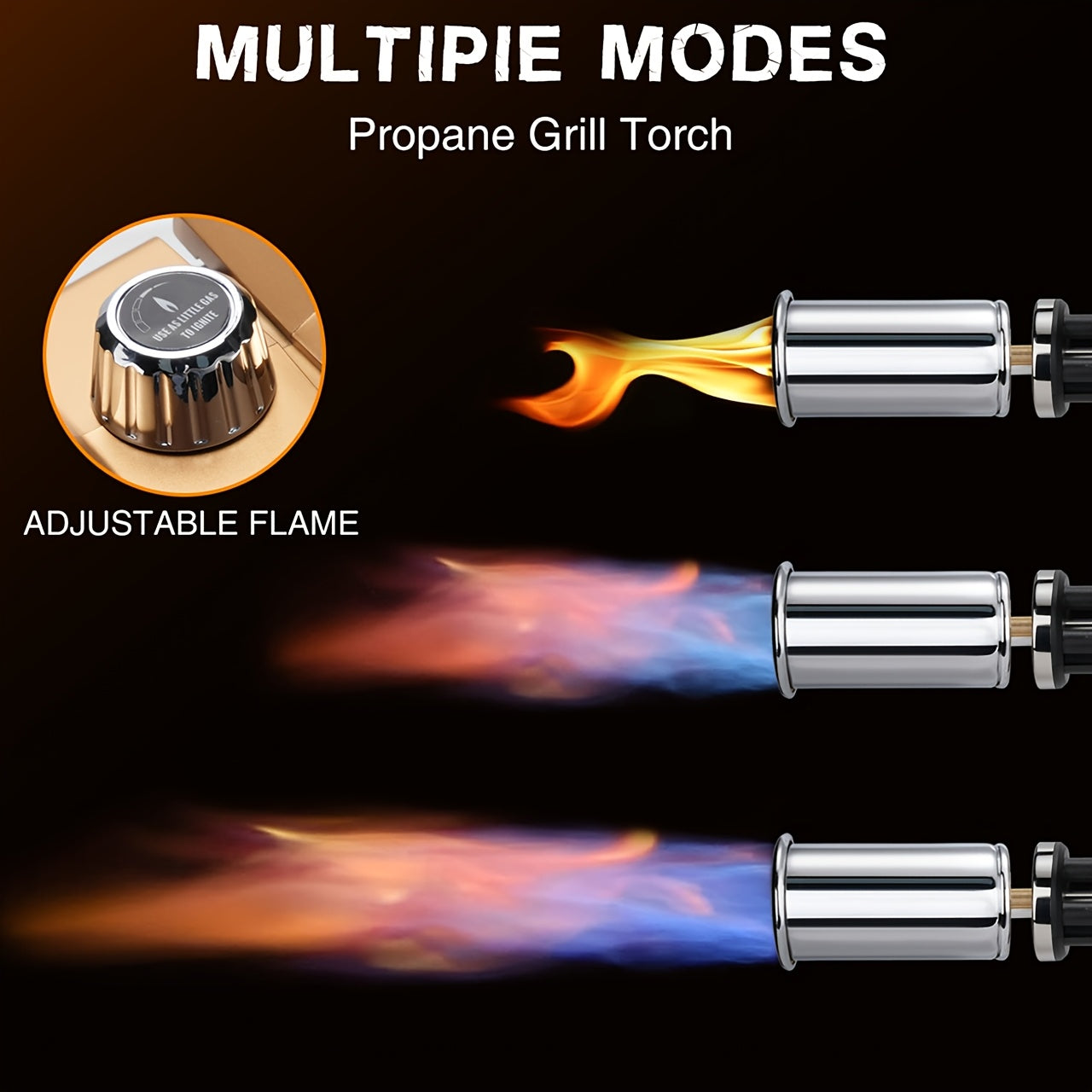 Cooking Torch Butane Blow Torch with Adjustable Flame & Detachable Design, Kitchen Culinary Torch for Creme Brulee