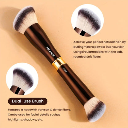 Makeup Brush Set, 8-Piece Double-Ended Collection with 16 Brush Heads, Aluminum Alloy Handles and Storage Box