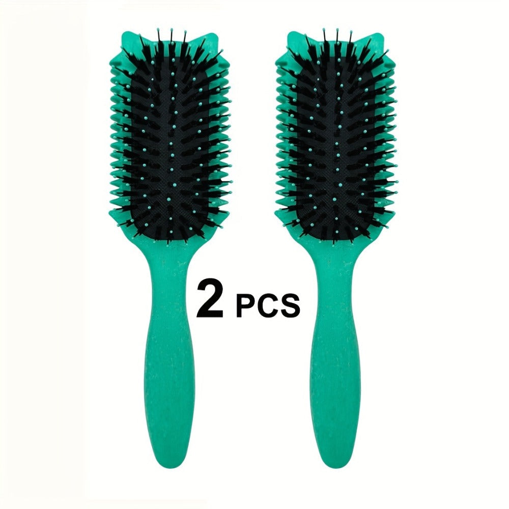 Detangling Brush for Curly Wavy Coily Hair 1 or 2 Pcs – Flexible Bristles Reduce Breakage & Frizz, Gentle Scalp Massage