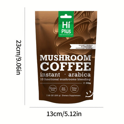 Instant Mushroom Coffee Powder 7oz with Lion's Mane Chaga Reishi Cordyceps Turkey Tail Arabica