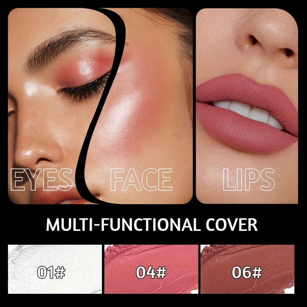 Contour Highlight Blush Stick Set 4-Piece with Professional Brush, Creamy Waterproof Cheek Sculpting Kit