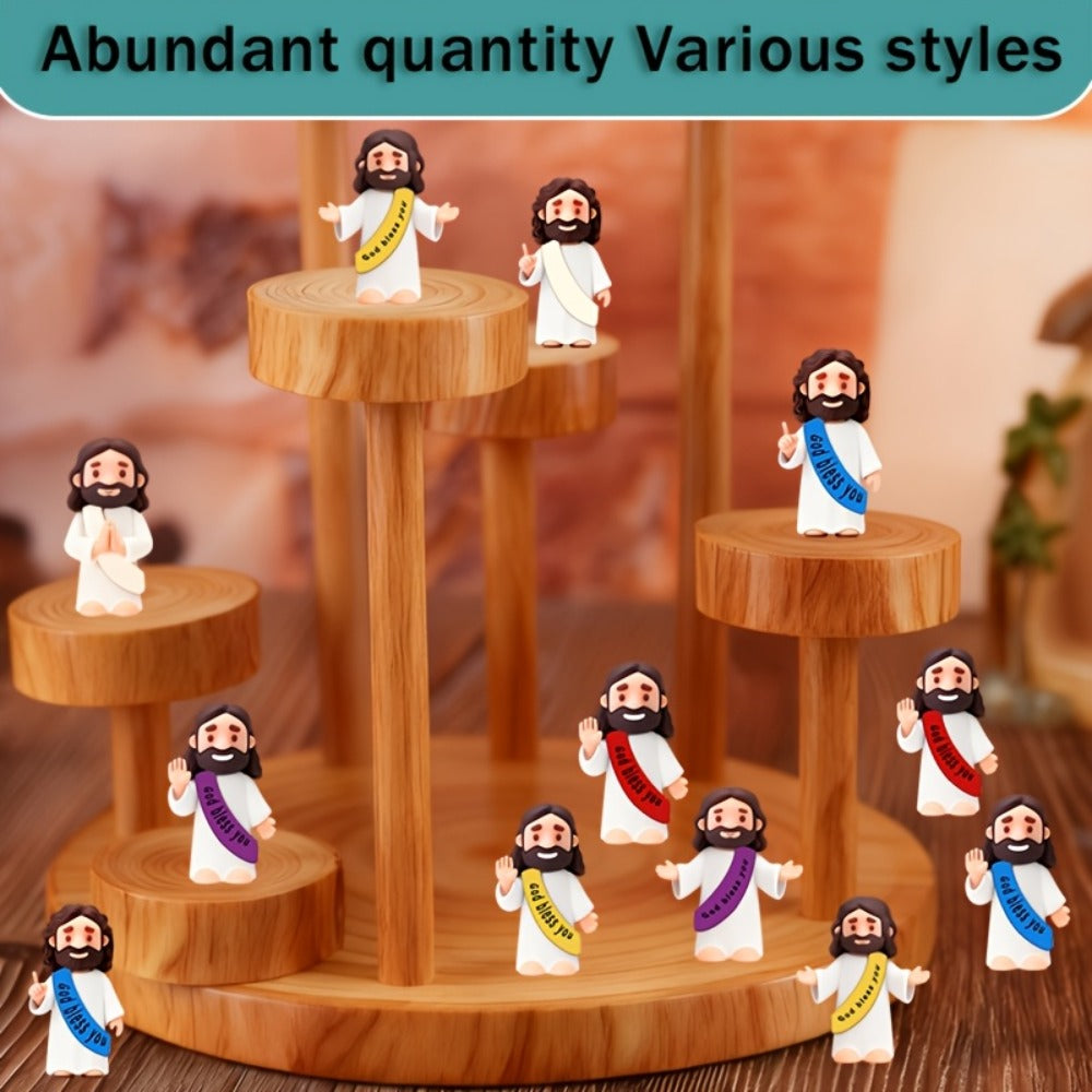 Bulk Mini Jesus Statue Set 50/100/150pcs – Religious Figurine Decorations 5 Assorted Colors, Vase Filler Home Decor Party Favors Christian