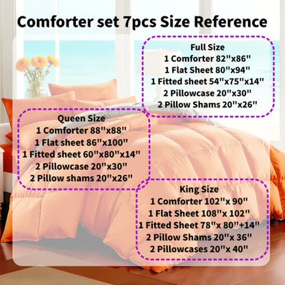 Comforter Set 7-Piece Bed in a Bag Queen King Full Soft Microfiber Down Alternative Comforter Fitted Sheet Flat Sheet Pillow Shams