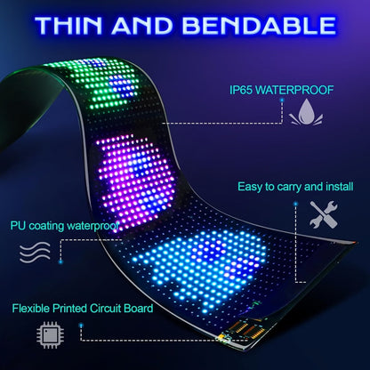 LED Scrolling Sign App Controlled Flexible LED Matrix Display Panel Programmable Animated for Entryways, Bedrooms and Living Spaces