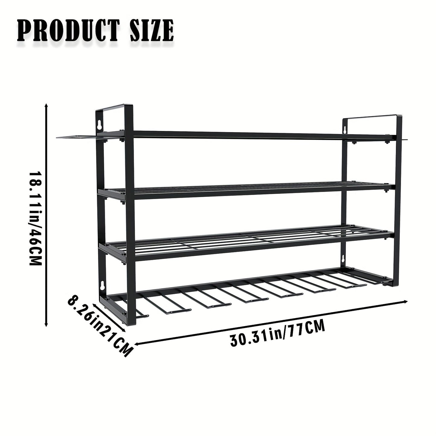 Wall Mount Power Tool Storage Rack, Steel 3-Tier & 4-Tier Garage Tool Organizer with 7 Bit Holders