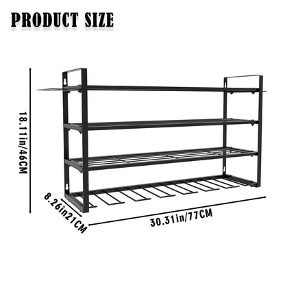 Wall Mount Power Tool Storage Rack, Steel 3-Tier & 4-Tier Garage Tool Organizer with 7 Bit Holders