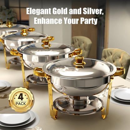 Chafing Dish Buffet Set Stainless Steel Food Warmer 6QT Round Chafer for Catering Events Parties Weddings Banquets
