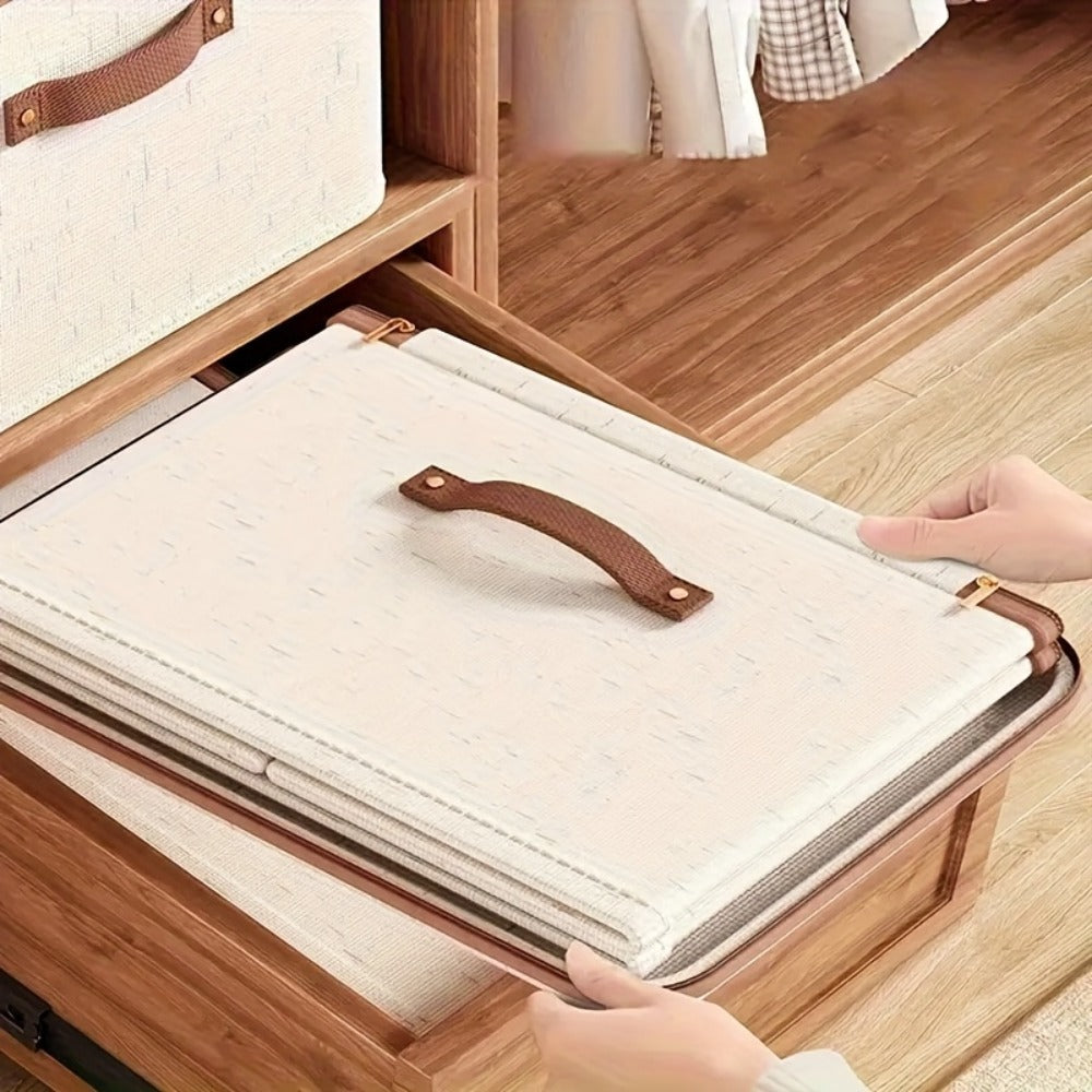 Two-Pack Foldable Fabric Storage Bins with Zipper Lids, Side Handles and Five Size Options