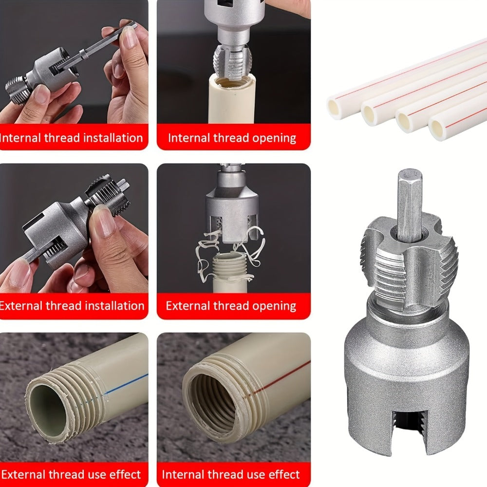 Pipe Thread Cutting Tool, High-Speed Steel Electric Drill Compatible PVC & Steel Pipe Threader