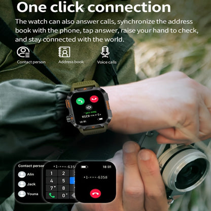 Smart Watch 2.01-Inch Rugged Display with Compass, LED Flashlight, Calling and Three Strap Combinations