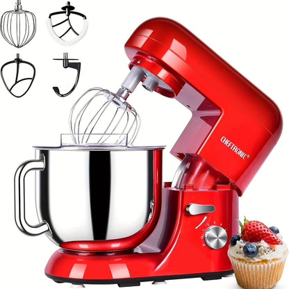 Electric Stand Mixer 7QT 650W, CHEFTRONIC Tilt-Head Dough Mixer with 6 Speeds, Dough Hook, Whisk & Beaters