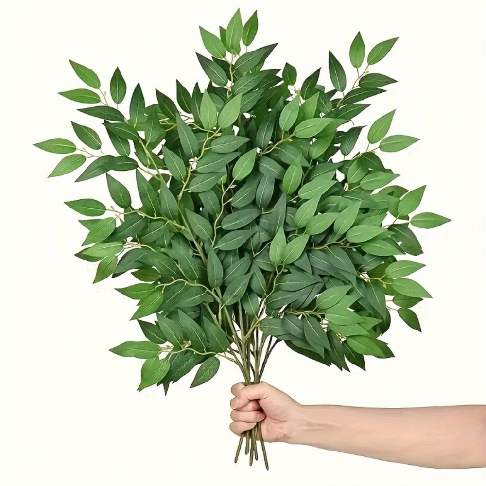 Artificial Ivy Leaves 100pcs Real Touch Faux Greenery Bulk, Realistic Plastic Willow Leaf for Wedding Home Decor DIY Wreaths Party Outdoor