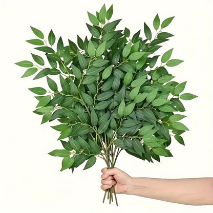 Artificial Ivy Leaves 100pcs Real Touch Faux Greenery Bulk, Realistic Plastic Willow Leaf for Wedding Home Decor DIY Wreaths Party Outdoor
