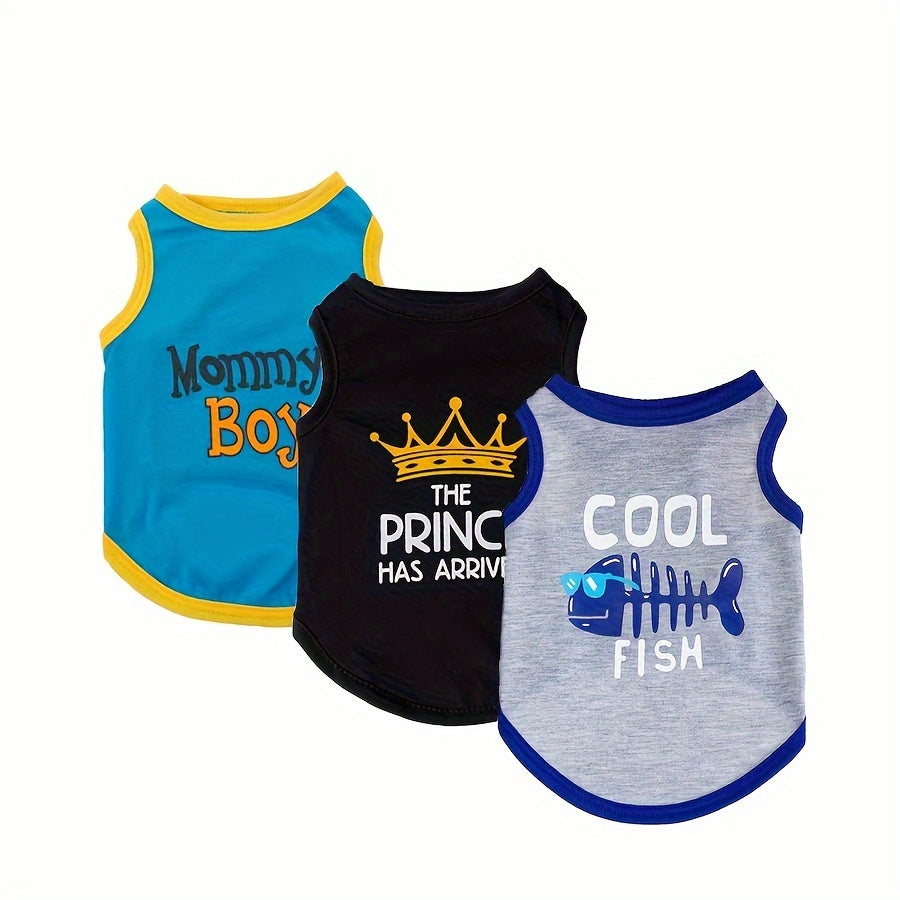 Dog Shirts 3-Pack Set – Breathable Printed Summer T-Shirts for Small Dogs, Cute Pattern Pet Sweatshirt Clothing for Chihuahua Yorkshire