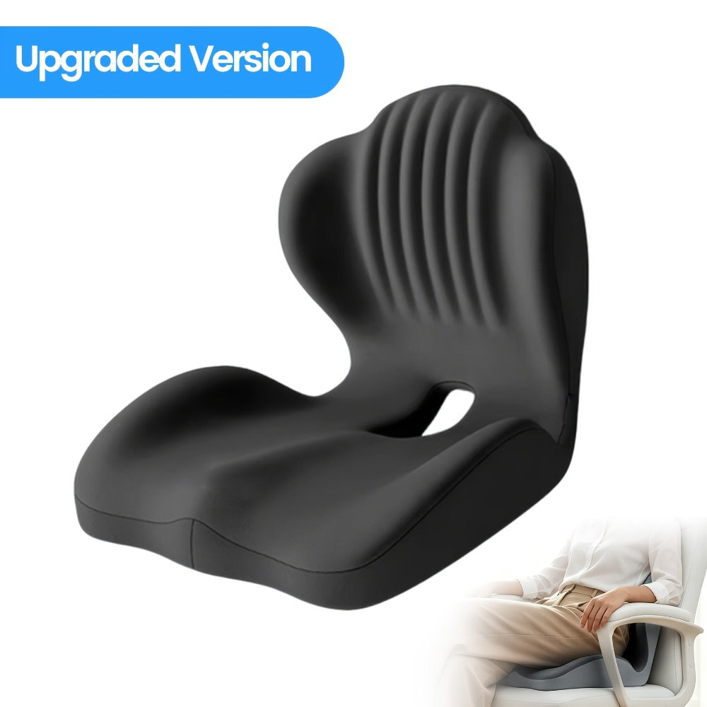 Memory Foam Seat Cushion Ergonomic with Back Support & Breathable Hollow Design – Comfortable Chair Pad for Office, Car Seat & Long Sitting