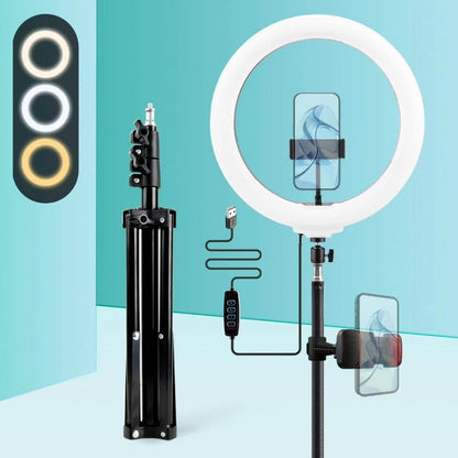 10-Inch Standard or RGB LED Ring Light with 43- or 63-Inch Tripod and Phone Holder Options