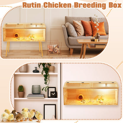 Brooder Box Kit 40x16x16 in for Chicks, Quail & Ducks, Indoor/Outdoor with Leg Stand, Sliding Door