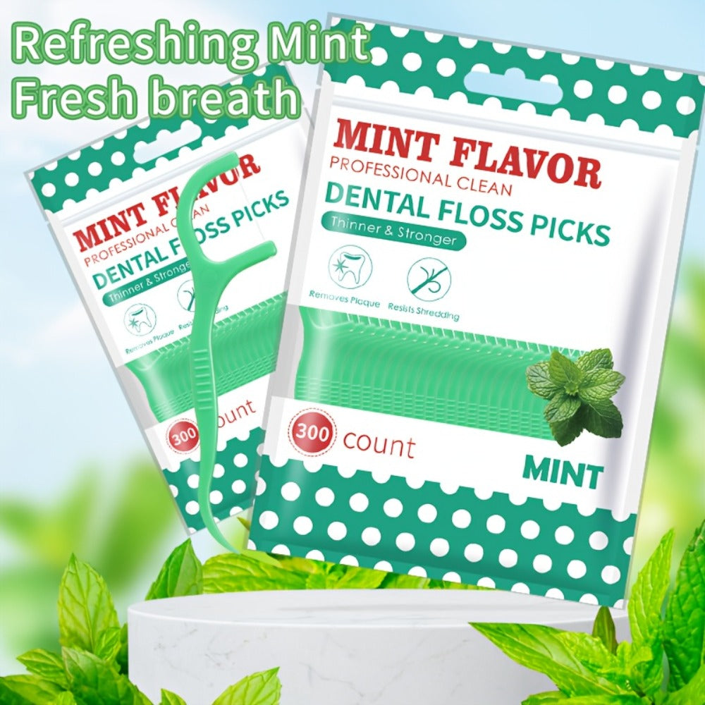 Mint Floss Picks 600 Count – Ultra-Fine Disposable Dental Floss Sticks, Interdental Cleaning, Plaque Removal, Fresh Breath