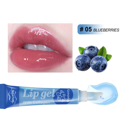 Lip Balm 24-Piece Glossy Lip Gel Collection with Assorted Fruit Labels and Pink Gift Box Packaging