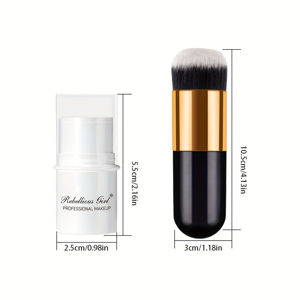 Contour Highlight Blush Stick Set 4-Piece with Professional Brush, Creamy Waterproof Cheek Sculpting Kit