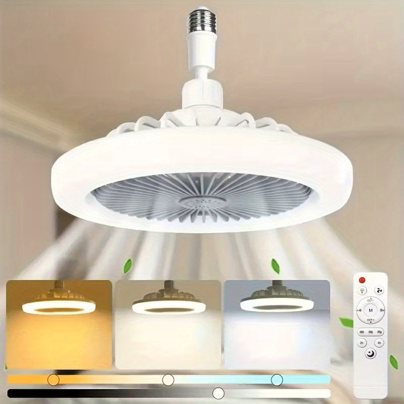 Ceiling Fan Light with Remote Control, Dimmable LED 3000-6500K, 3-Speed Fan, E26 Base, 360° Adjustable Universal Joint, Timed Night Light