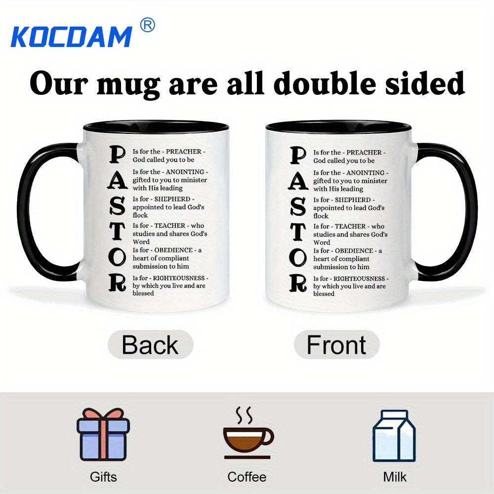 Pastor Appreciation Ceramic Mug 11oz – Insulated Coffee Cup for Hot & Cold Drinks, Dishwasher Safe, Funny Pastor Definition Gift for Him