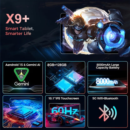 2-in-1 Tablet with Keyboard Android 15, 10.1 Inch 8GB RAM 128GB ROM 8000mAh Battery, 5G WiFi 16MP+5MP Dual Camera FHD IPS Display