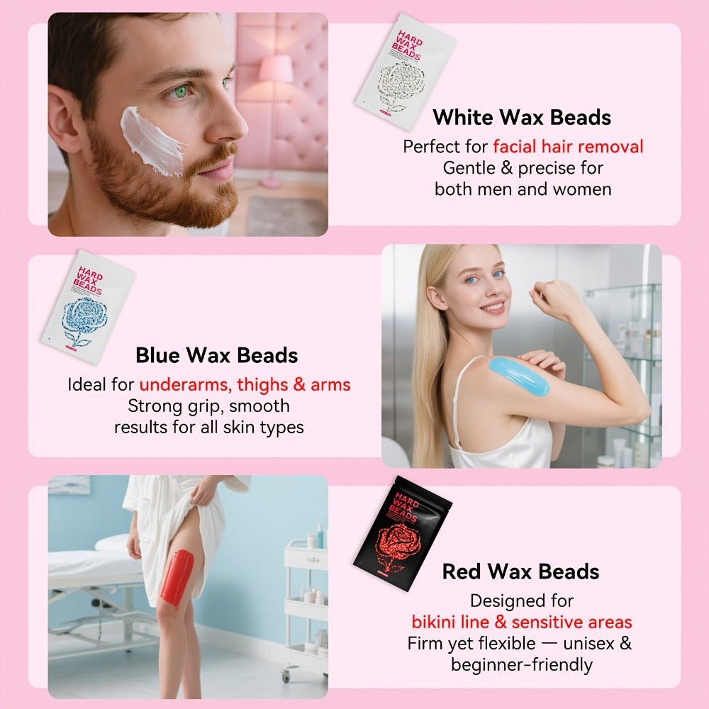 Wax Hair Removal Kit Digital Wax Pot with 6 Wax Bead Packets – Smart Temperature Control Salon-Grade Waxing Set for Body Bikini Face Legs