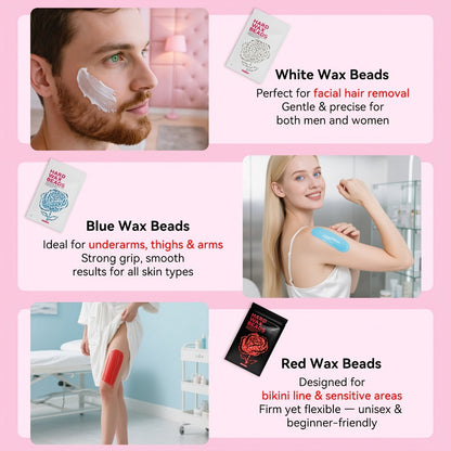 Wax Hair Removal Kit Digital Wax Pot with 6 Wax Bead Packets – Smart Temperature Control Salon-Grade Waxing Set for Body Bikini Face Legs