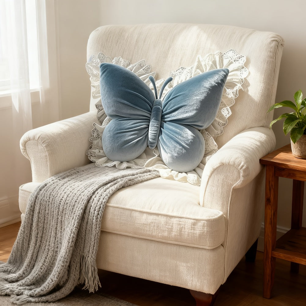 Butterfly Shaped Throw Pillow 3D Bow Decorative Cute Accent Pillow for Bed Sofa Couch Velvet for Entryways, Bedrooms and Living Spaces