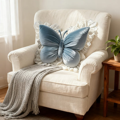 Butterfly Shaped Throw Pillow 3D Bow Decorative Cute Accent Pillow for Bed Sofa Couch Velvet for Entryways, Bedrooms and Living Spaces