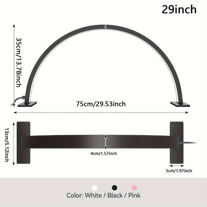 Nail Studio Lamp 29-Inch LED Half-Moon Desk Light with Three Color Temperatures and Adjustable Brightness for Nail Work
